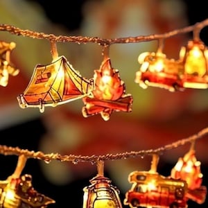 Outdoor camping  Fire Decoration RV Garland String Lights, 6 ft LED string lights, camping garland lights,  Father Day string lights