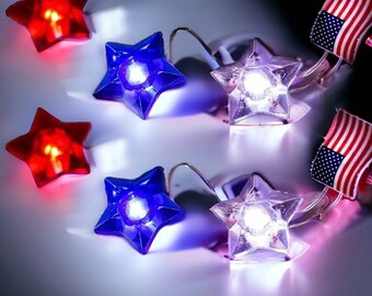 July 4th Independence string light 7 ft flag garland battery operated LED fairy string lights for Independence Day Political party decor