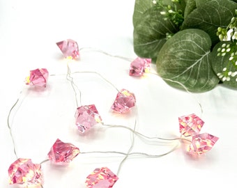 Crystal Fairy Lights garland, 7 foot fairy light String Lights Pink Party It’s a girl decor theme pink birthday garland Mother’s Day Party