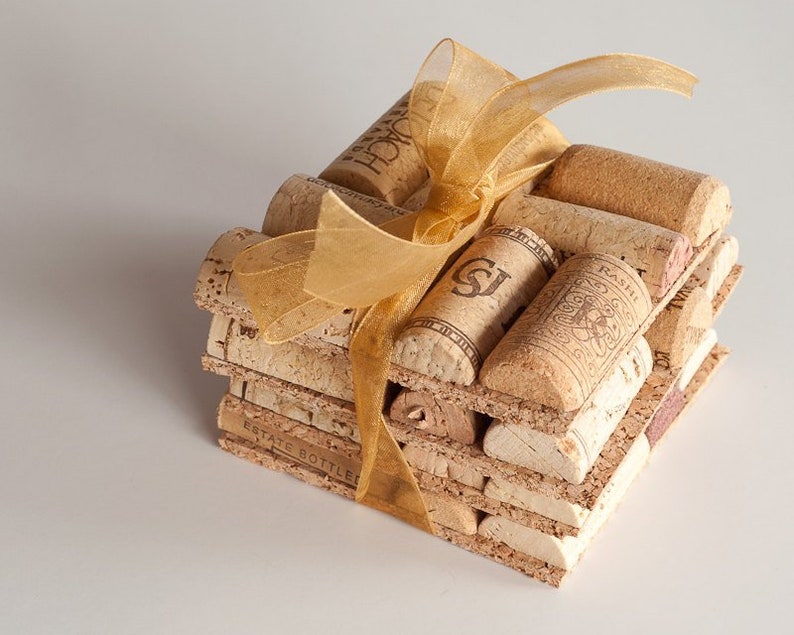 Wedding Favor Ideas Wine Cork Coasters Set of 4 Wine Cork Etsy