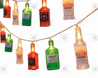 Alcohol Bottle String Lights: 6 Foot LED Bar Decor