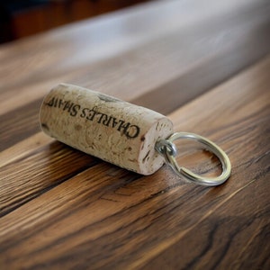 One WineCork Floating Key Chain, single wine cork keychain- wine-KC (single keychain) Wedding Favors, Wedding Favors, Wine Decor