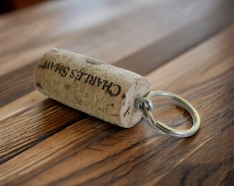 One WineCork Floating Key Chain, single wine cork keychain- wine-KC (single keychain) Wedding Favors, Wedding Favors, Wine Decor