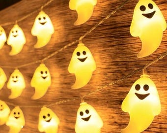 6 foot LEDs Halloween Ghost garland battery operated LED Halloween fairy string lights for Halloween decoration Halloween party holiday