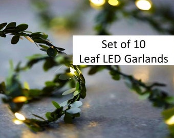 10 set - LEDs leaf garland  fairy lights, LED fairy string lights for rustic wedding decoration