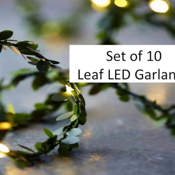 10 set - Leaf garland  fairy lights, LED fairy string lights for rustic wedding decoration