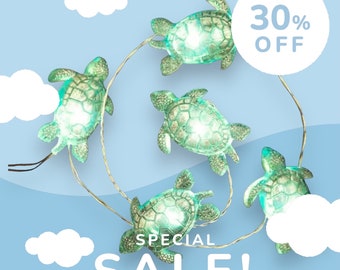 Beach Turtle string light 7 ft beach party garland battery operated LED Beach Theme fairy string lights for Beach Hawaii party decoration