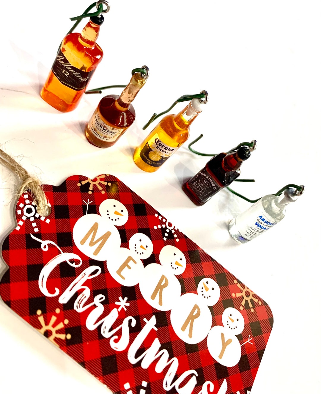 Mini Liquor Bottle Christmas Tree Hanging Ornament 20 Set, Christmas