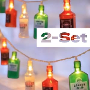 2 Set- Alcohol Bottle String Lights: Bar Theme LED Garland