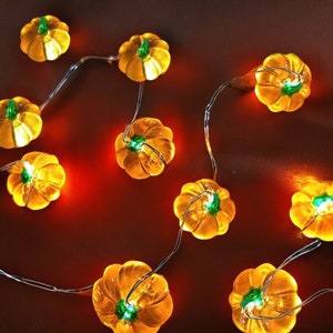 Halloween Pumpkin String Lights, Autumn party decor, Halloween fairy lights