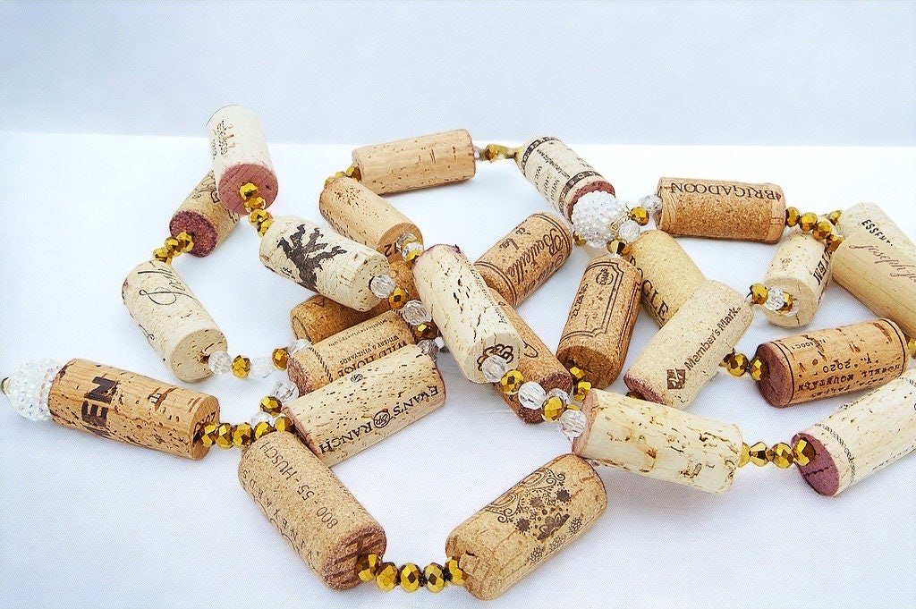 Wine Cork Garland: Rustic Gold Party Decor, 8 ft