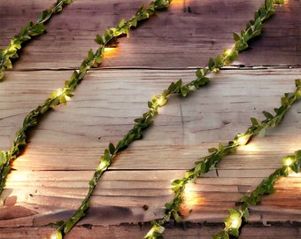 7 foot or 16 foot LED leaf garland battery operated LED fairy string lights for rustic wedding decoration summer party holiday