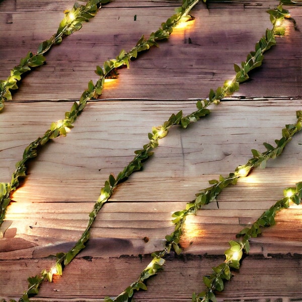 Guirlande de feuilles LED de 7 pieds ou 16 pieds LED à piles pour décoration de mariage rustique, fête d'été, vacances