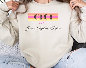 Personalized Gigi Sweatshirt, Custom Grandkid's Names, Mother's Day Gift for Gigi, Gigi Sweater, Plus Size Sweatshirt, Custom New Gigi Shirt