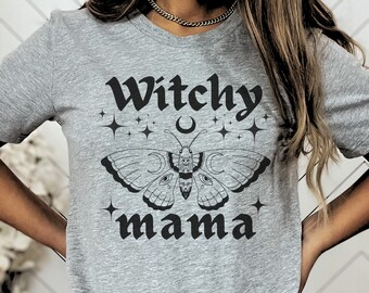 Witchy Mama T shirts, Celestial Moon TShirt, Nature Shirt, Mystic Moon Tee, Mystic Mama Tee, Goblincore T-Shirt, Mother's Day Gift for Mom