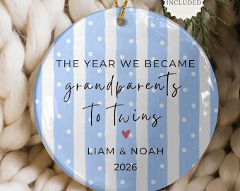 Grandparents of Twins Ornament, First Time Grandparent Gifts, Twin Pregnancy Announcement, Baby Announcement Gift, Keepsake Ornament