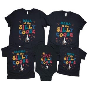 Custom Family Matching Silly Birthday Goose Shirts, One Year Old Birthday Goose Shirt, Personalized Funny First Birthday Silly Goose T-Shirt ONE/Black