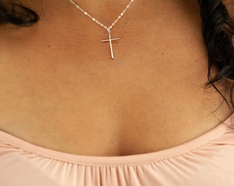 Silver Cross Necklace, Dainty Gold Cross Necklace, Unisex Cross Necklace, Small Cross Necklace, Tiny Cross Necklace, Cross Pendant