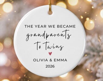 Grandparents of Twins Ornament, First Time Grandparent Gifts, Twin Pregnancy Announcement, Baby Announcement Gift, Keepsake Ornament