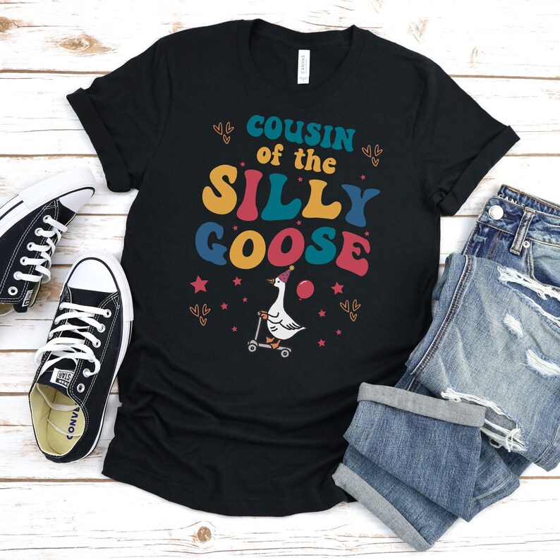 Custom Family Matching Silly Birthday Goose Shirts, One Year Old Birthday Goose Shirt, Personalized Funny First Birthday Silly Goose T-Shirt CUSTOM/Black