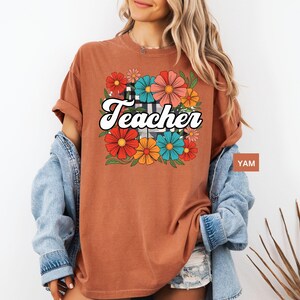 Comfort Colors Teacher Shirts, Floral Teacher T-Shirt, Back to School Teacher TShirts, First Day of School Tees, Teacher Appreciation Gift