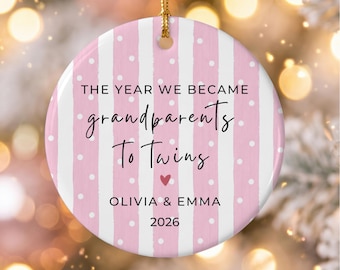 Grandparents of Twins Ornament, First Time Grandparent Gifts, Twin Pregnancy Announcement, Baby Announcement Gift, Keepsake Ornament