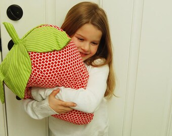 Strawberry Pillow, Dot, 3D large strawberries-whimsical home decor. Giant strawberry shaped pillow, strawberry lovers, fruit pillow, berry