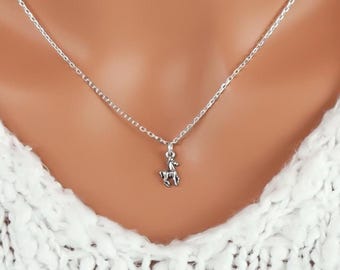 Tiny Horse Necklace: 925 Sterling Silver Equestrian Charm Jewelry