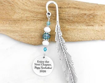 Custom 2026 Graduation Bookmark: Metal Charm Beaded Book Marker