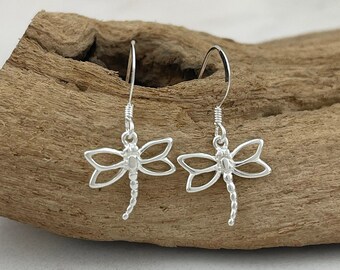 Small Dragonfly Earrings - 925 Sterling Silver Dragonfly Jewelry - Simple Everyday Earrings - Small Earrings - Dragonfly Items