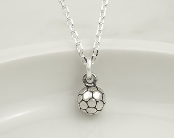 Tiny Soccer Necklace, 925 Sterling Silver Soccer Ball Charm Necklace for Soccer Player Gifts for Soccer Coach Gifts Soccer Jewelry 5mm