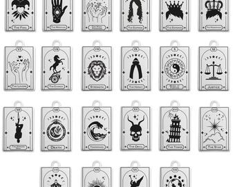 Major Arcana Tarot Card Pendant: Stainless Steel Laser Engraved Charms