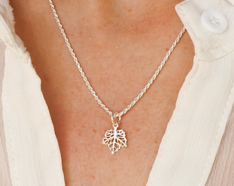 Sterling Silver Maple Leaf Charm Necklace: Canadian Jewelry