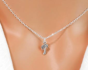 Tiny Palm Tree Necklace - Tropical Gift - Simple Necklace - 925 Sterling Silver Jewelry - Minimalist Palm Tree Jewelry - Summer Beach Gift