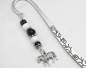 Zebra Bookmark - Unique African Animal Beaded Charm Book Marker