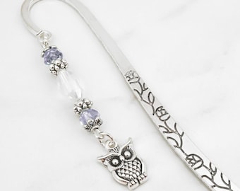 Silver Owl Bookmark - Beaded Stationary Gift for Teacher