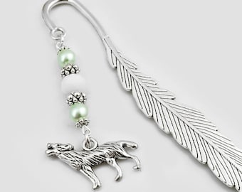 Howling Wolf Bookmark: Metal Charm Beaded Book Marker