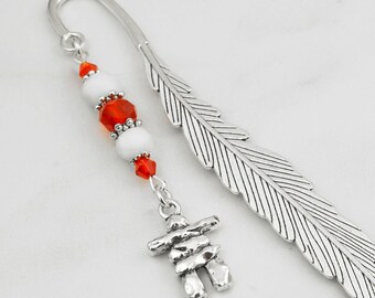 Inukshuk Bookmark: Silver Rock Tower Charm, Canadian Gift