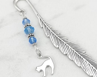 Cat Bookmark - Cat Charm Beaded Bookmark - Unique Bookmarks for Cat Lover Gift Ideas - Cat Gifts for Teachers - Cat Stationary