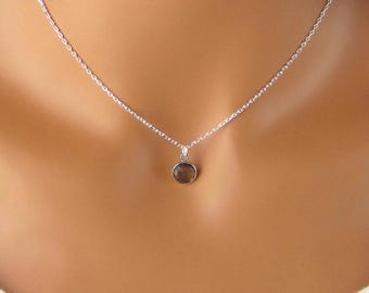Smoky Quartz Necklace: 925 Sterling Silver, Round Gemstone Charm