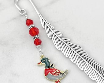Mallard Duck Bookmark: Beaded Bird Charm Gifts