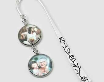 2 Photos Bookmarks - Custom Picture Book Marker Gift - Personalized Photo Beaded Bookmark Gifts