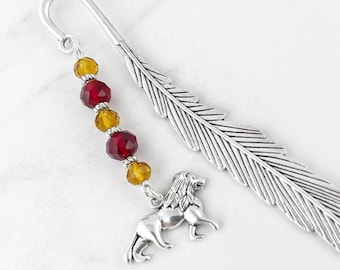 Lion Bookmark: African Animal Charm Beaded Metal Book Marker