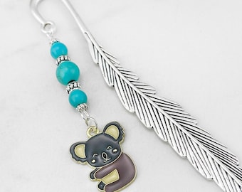 Koala Bookmark - Enamel Koala Bear Charm, Beaded Australian Gifts
