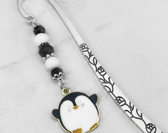 Penguin Bookmark - Silver Bookmark, Unique Bookmarks, Enamel Baby Penguin Charm Bookmark, Penguin Gift Ideas, Children's Gift for Readers
