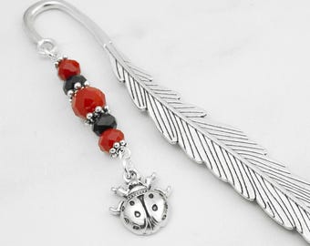 Ladybug Bookmark - Silver Insect Bookmark, Ladybug Teacher Gifts, Insect Gifts, Ladybug Gifts, Lady Bug Stationary, Ladybug Charm Bookmark