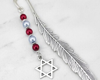 Star of David Bookmark - Tibetan Silver Beaded Bookmark - Star of David Charm Bookmark - Jewish Star Bookmark - Judaism Gifts - Rabbi Gifts