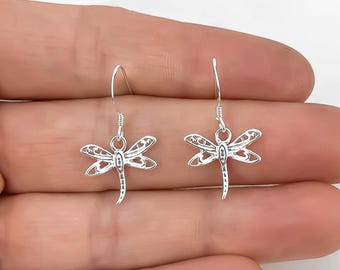 Silver Dragonfly Earrings 925 Sterling Silver Dragonfly Jewelry Cute Everyday Earrings Minimalist Earrings Dragonfly Gifts