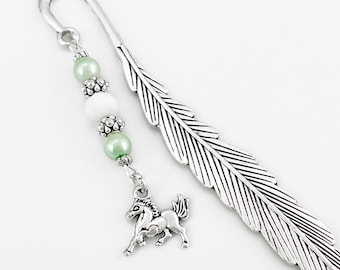 Beaded Horse Bookmark: Silver Charm, Equestrian Gift