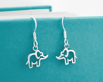Small Elephant Earrings: 925 Sterling Silver Charm Jewelry